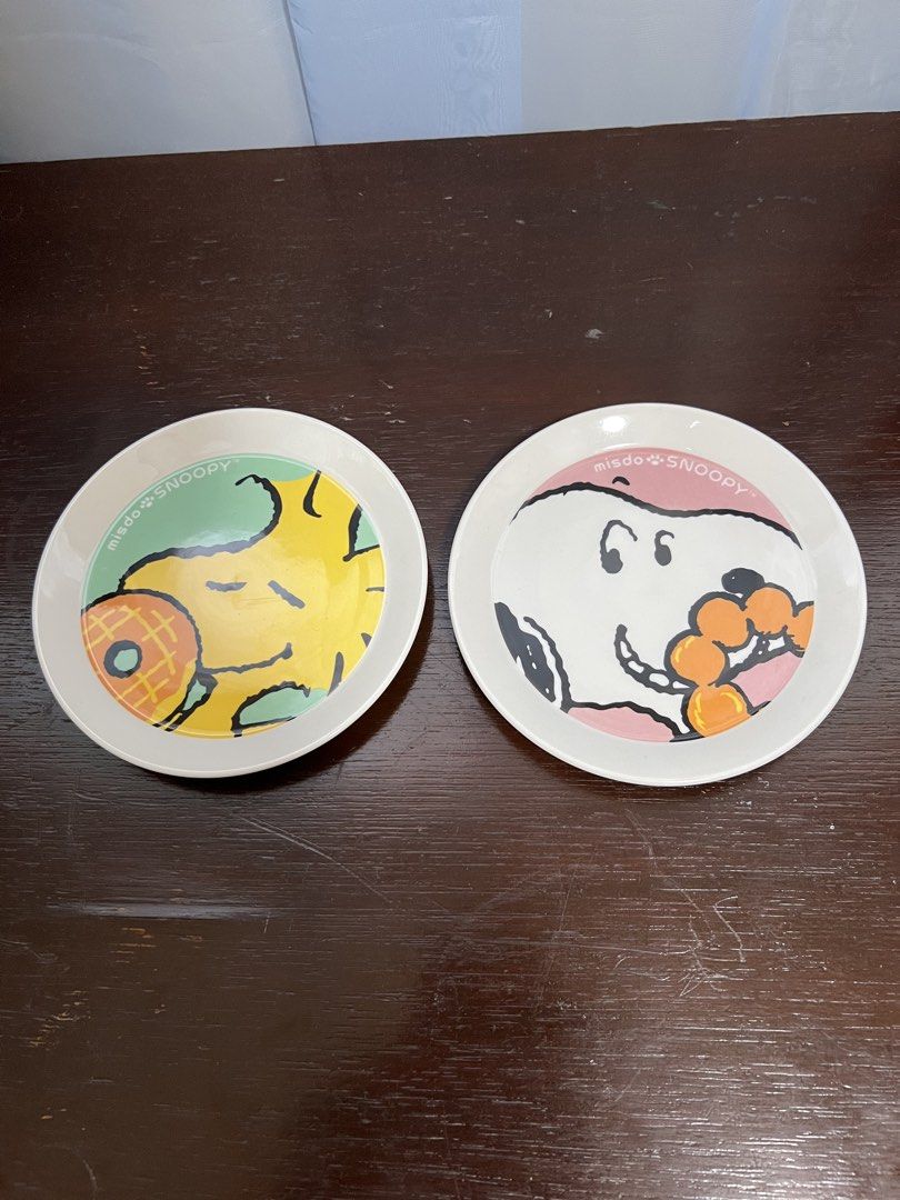 Snoopy plates (Category: Other Kitchenware & Tableware) located in Manila. Submitted by rlab_japan_thrift (Listing ID 1455431759, Image 1). Description: Mister Donut x Snoopy Ceramic Plates (Set of 2) 🍩🐶 Super cute 2013 Japan Mister Donut (misdo) collectible ceramic side plates featuring Snoopy and Woodstock eating donuts! Perfect for snacks, desserts, or display for Peanuts collectors. * Brand / Collaboration: Mister Donut x Peanuts (misdo Sno