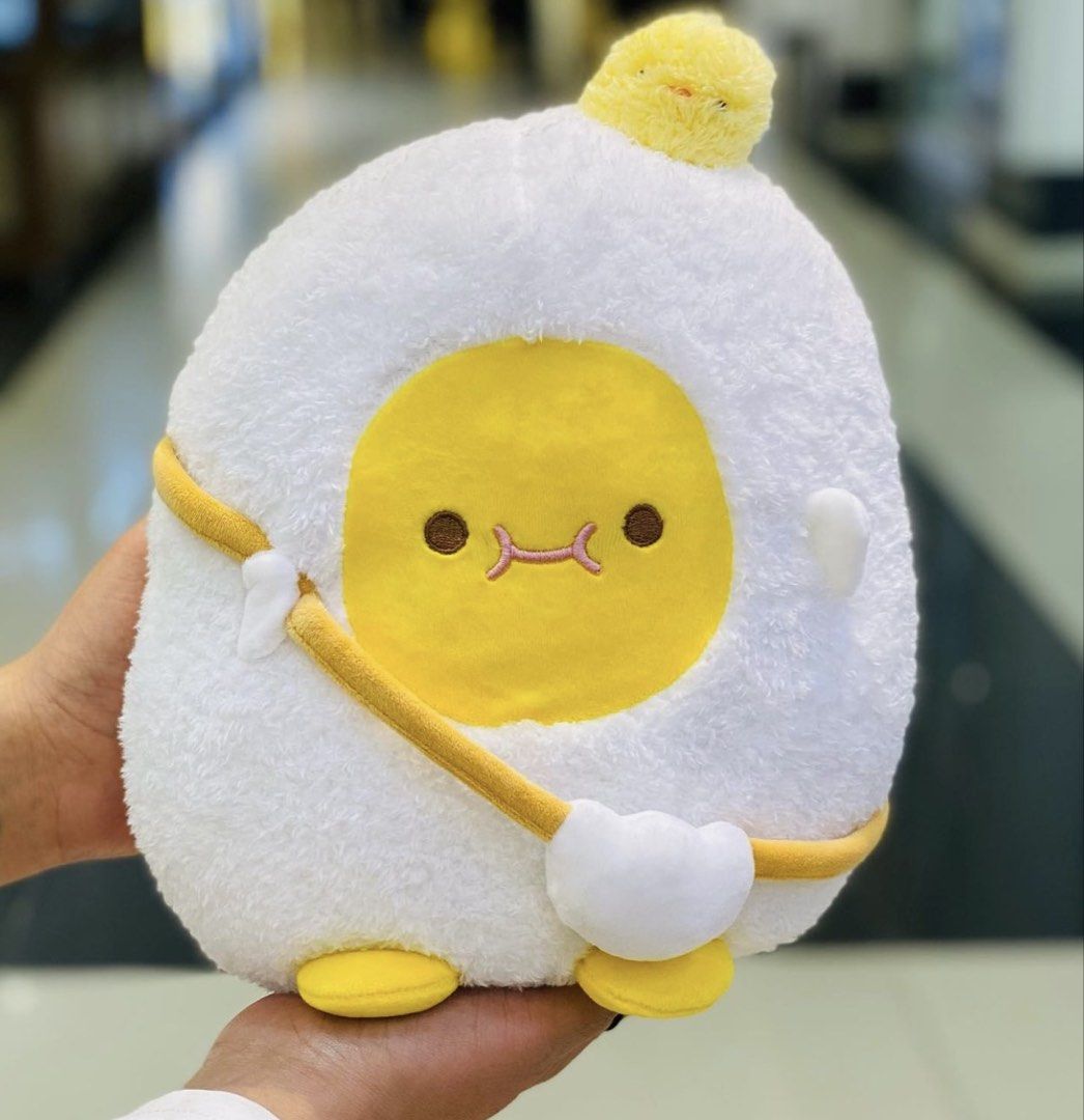 Standing Plush Toy by Miniso (Egg Yolk) (Category: Plushies & Soft Toys) located in Mandaluyong City. Submitted by urgifted (Listing ID 1455342861, Image 2). Description: This cute plushie is suitable as kawaii gift for yourself, friends and family. It also makes cute accessory for any bedroom! • approx 27cm tall • Kindly ask for availability as stocks may come and go. .