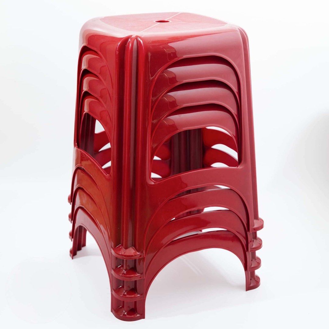 Strong Sturdy Plastic Stool Chair Stackable Can carry upto 300lbs weight capacity (Category: Chairs) located in Taguig. Submitted by mommiescorner (Listing ID 1455421186, Image 2). Description: - Sturdy red plastic stool - Stackable design for easy storage - Versatile: great for kitchens, balconies, events, or camping - Easy to clean and lightweight - Provides convenient extra seating - Size: 33x33x46cm Bulk discount available Other colors availa