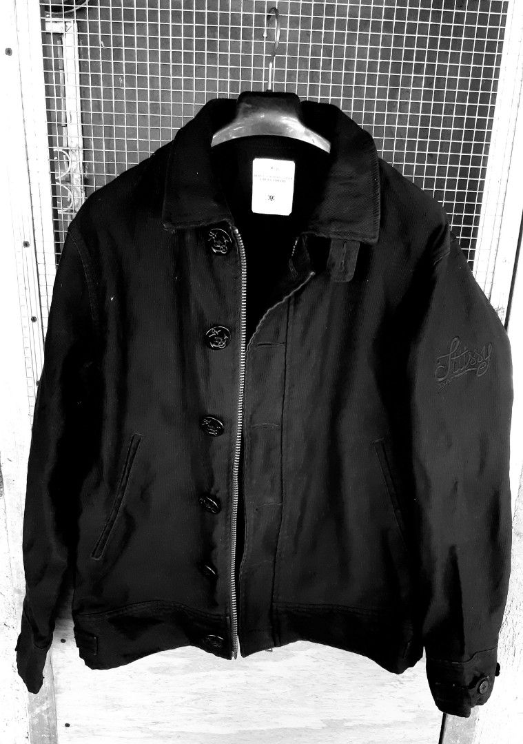 Stussy Limited Edition Yokohama Chapter Jacket (Category: Coats, Jackets and Outerwear) located in Malaybalay. Submitted by rielstuff (Listing ID 1455369351, Image 3). Description: Black Stussy jacket. Limited edition from the Yokohama Chapter. Has the Stussy logo embroidered on the sleeve. Button and zip closure. Two front pockets. Great for casual wear..