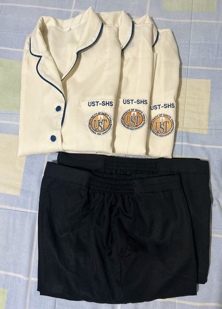 Take all: UST SHS Type A uniforms (Category: Sets & Coordinates) located in Marikina City. Submitted by decluttering.matters (Listing ID 1455422694, Image 1). Description: UST SHS Type A uniforms (Used) Take all: 3 polo and 2 pants Please see all photos for the measurements. Size 4XL (polo) 3XL (pants) Payment first via GCash. Items will be delivered personally to the buyer (meet up at Frassati or UST main campus) to make sure that the buyer is a