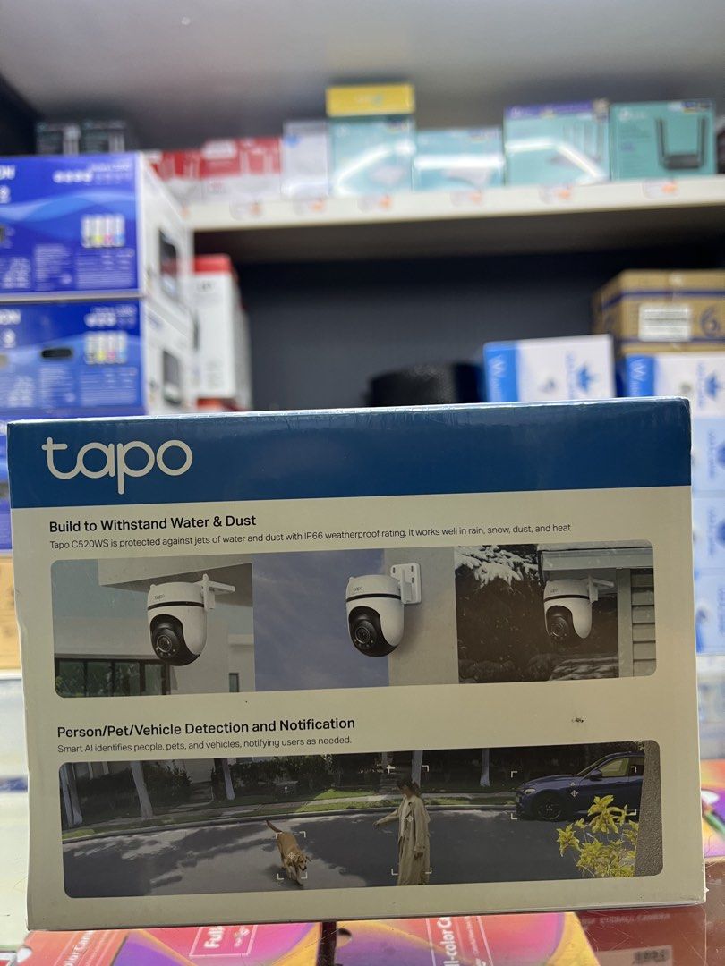 Tapo C520WS (Category: Security Systems & CCTV Cameras) located in Manila. Submitted by kyrenparts (Listing ID 1455404938, Image 2). Description: The TP-Link Tapo C520WS is a 2K QHD IP security camera delivering 2560×1440 resolution for clear details like faces and plates. Equipped with an F1.6 large-aperture lens and starlight sensor, it offers bright, colorful night vision ideal for outdoor use. It provides 360° horizontal and 130° vertical pan