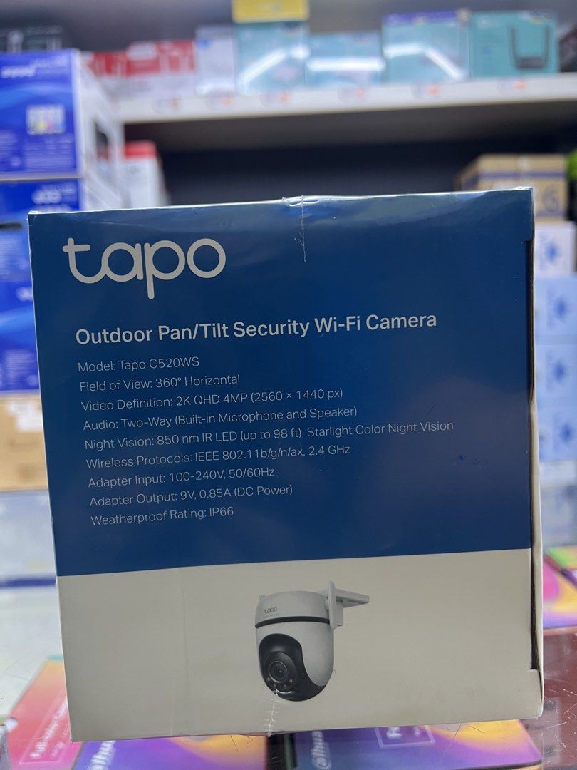 Tapo C520WS (Category: Security Systems & CCTV Cameras) located in Manila. Submitted by kyrenparts (Listing ID 1455404938, Image 3). Description: The TP-Link Tapo C520WS is a 2K QHD IP security camera delivering 2560×1440 resolution for clear details like faces and plates. Equipped with an F1.6 large-aperture lens and starlight sensor, it offers bright, colorful night vision ideal for outdoor use. It provides 360° horizontal and 130° vertical pan