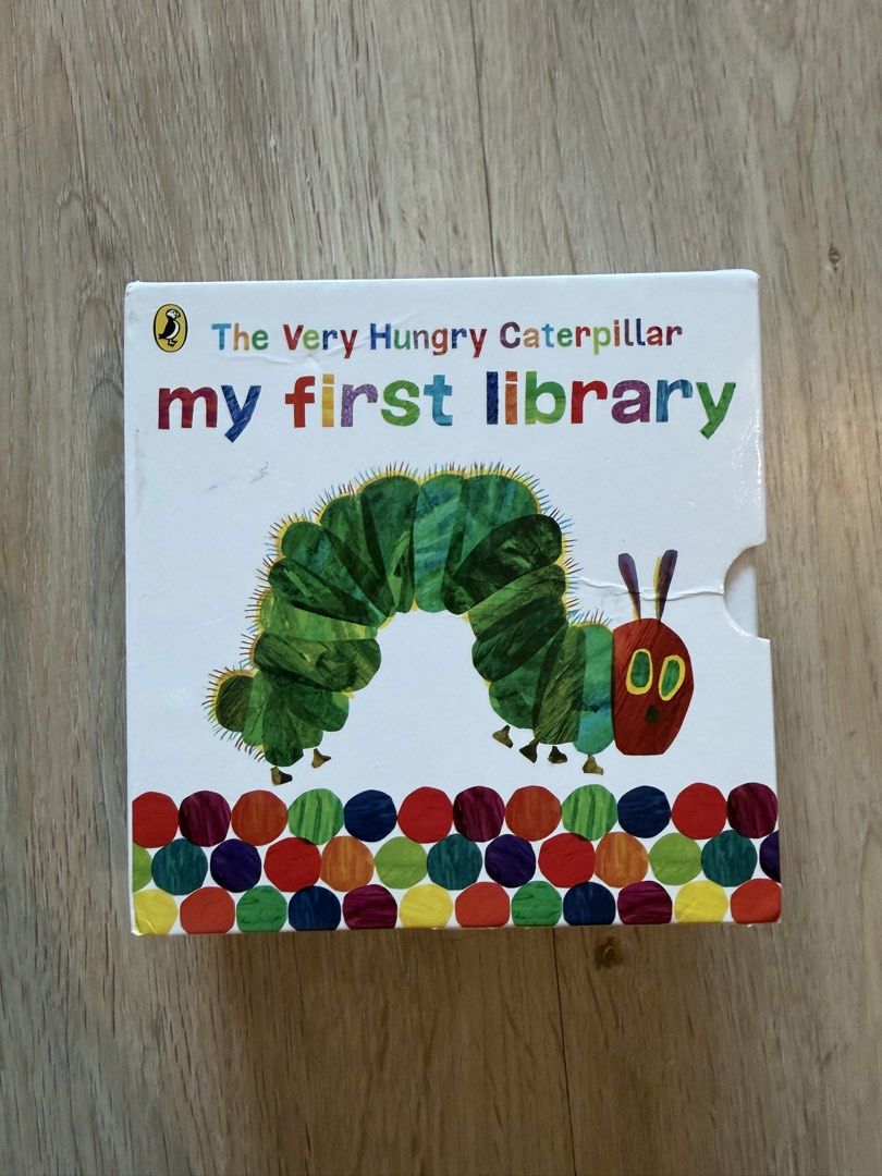 The Very Hungry Caterpillar Book Set (Category: Children's Books) located in Quezon City. Submitted by chanhr (Listing ID 1455326557, Image 1). Description: The Very Hungry Caterpillar My First Library Cardboard book - Animal Sounds - Colors - Numbers - Words .