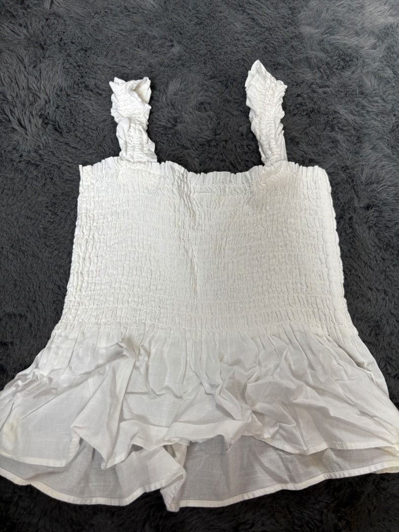 Uniqlo White Sleevless Top (Category: Sleeveless) located in Antipolo. Submitted by dddeclutter (Listing ID 1455415478, Image 2). Description: Uniqlo White Sleevless Top Size: S Color: White Dimensions: 41cm H x 26cm W RFS: Decluttering Price: 700.