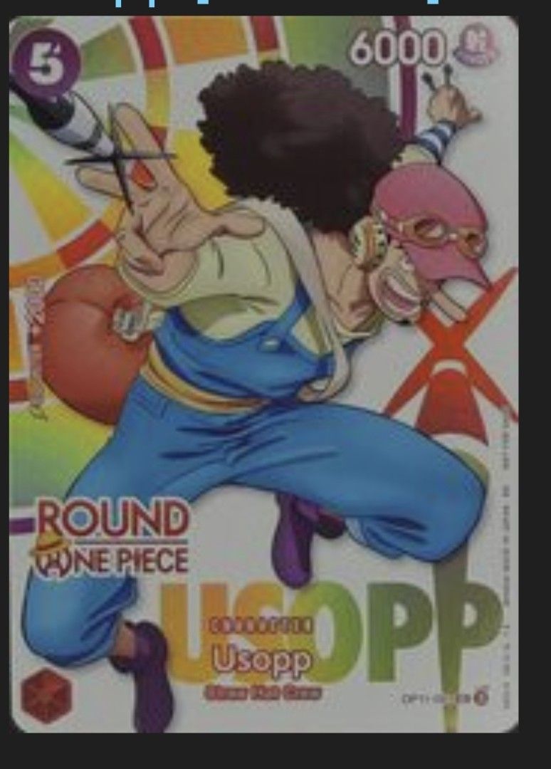 Usopp OPT01-059 card (Category: Raw Cards) located in Singapore. Submitted by bapeonme (Listing ID 1455475766, Image 1). Description: - One Piece Card: Usopp - Rarity: R - Set: OP11-03 - Condition: Good - Ideal for collectors and players.