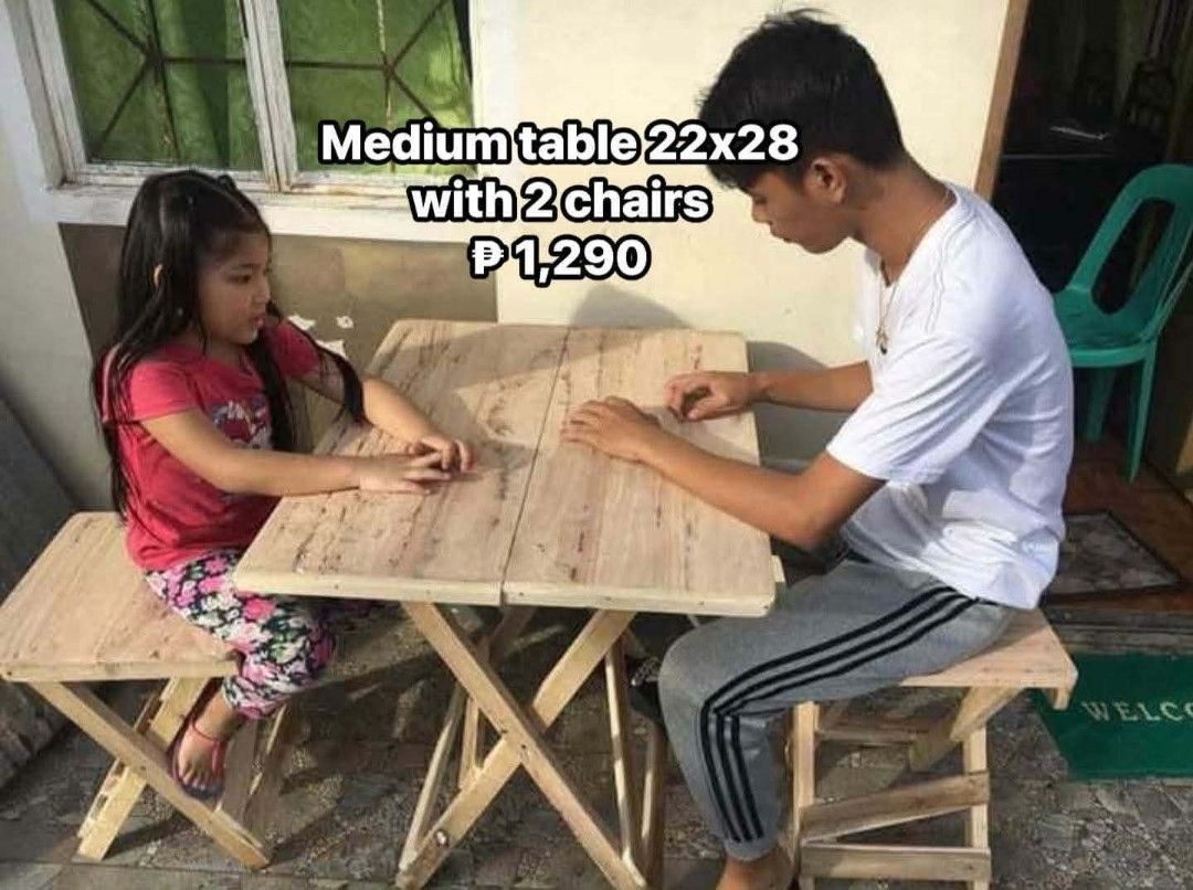 Wooden Folding Table and Chair Sets - Various Sizes (Category: Tables & Sets) located in Manila. Submitted by shairatorres (Listing ID 1455324069, Image 2). Description: Selling these sturdy wooden folding table and chair sets. Perfect for small spaces or outdoor gatherings. Available in different sizes and configurations to suit your needs. Easy to fold and store. Great for dining, studying, or playing games. Get yours now!.