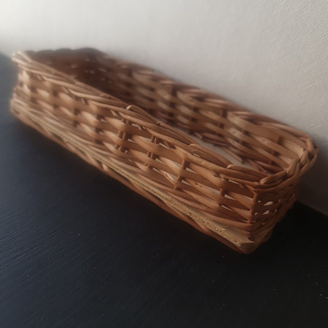 Woven Rectangular Basket (Category: Storage Boxes & Baskets) located in Singapore. Submitted by sc02980 (Listing ID 1455417348, Image 1). Description: - Light wood base inside - Ideal for organizing small items (desk, shelf) - Can be used as a decorative piece.