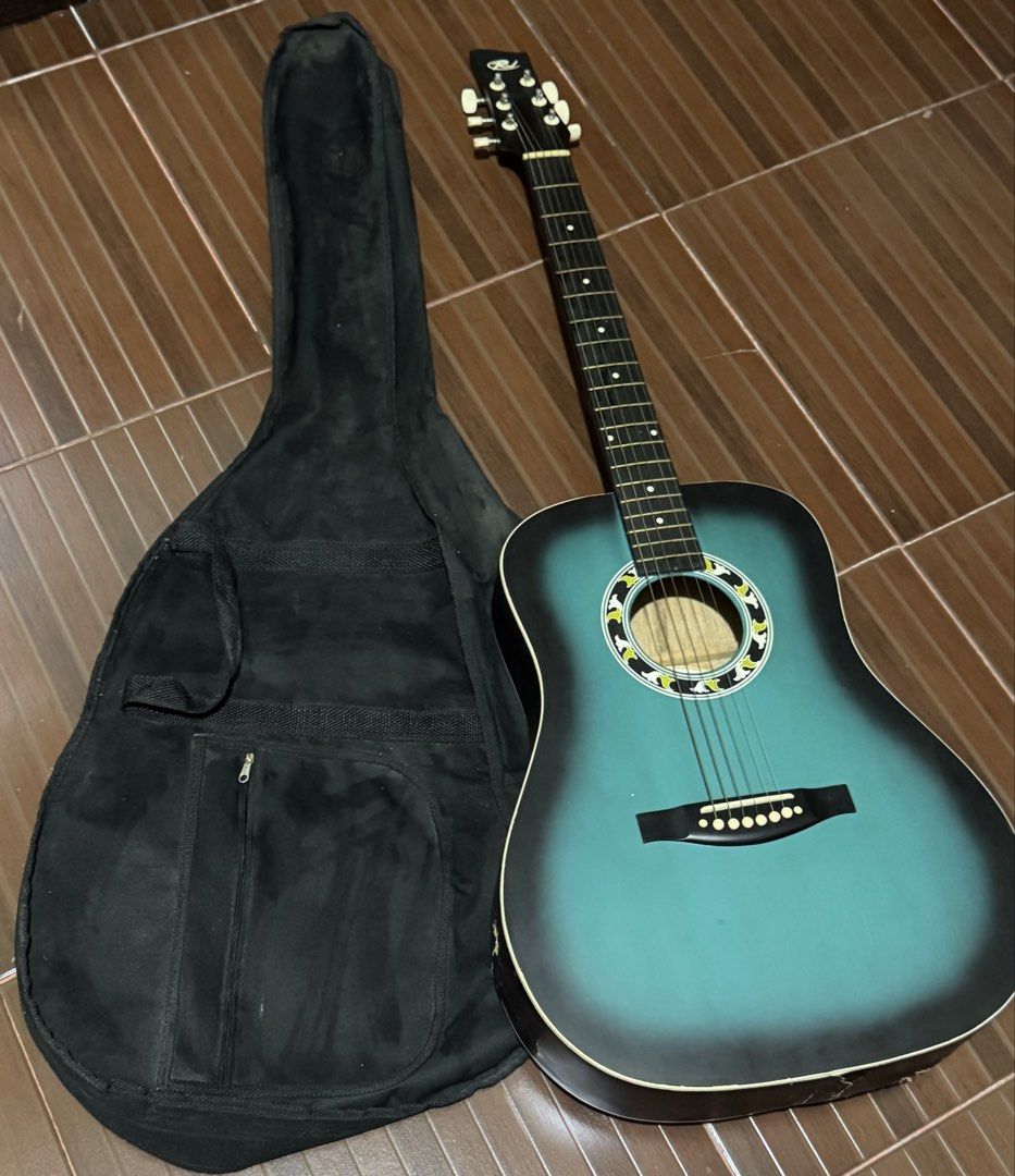 RJ Guitar with Bag (Category: Musical Instruments) located in Manila. Submitted by irvinekinn34805 (Listing ID 1455567674, Image 1). Description: Actual picture With guitar bag Issue may bitak see pic 4 Meet ups depende pero pasig area ako or Lalamove LBC kayo mag babayad delivery fee RFS - hindi na nagagamit.