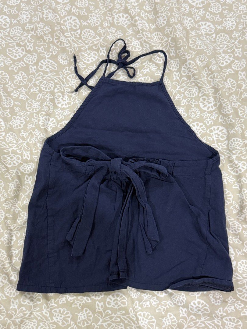 Backless Cotton Linen Top (Category: Others Tops) located in San Juan City. Submitted by beyondtherack (Listing ID 1455663694, Image 2). Description: used once 230 ea bought from tiktok shop can do lalamove/jnt loc: mm .