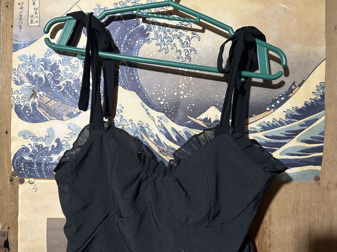 Black Ruffle Tie Strap Mini Dress (Category: Dresses) located in San Juan City. Submitted by d3clutterz (Listing ID 1455608733, Image 2). Description: not my style anymore gcash payment only courier: J&T or lalamove.