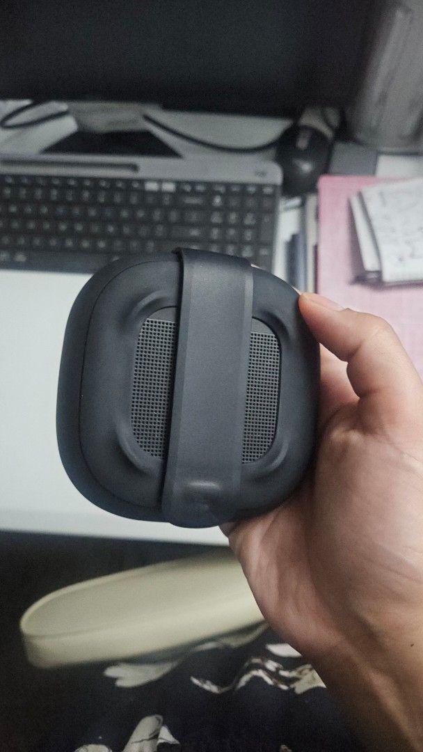 Bose SoundLink Micro Portable Bluetooth Speaker (Category: Soundbars, Speakers & Amplifiers) located in Quezon City. Submitted by ohhlalawho (Listing ID 1455653140, Image 3). Description: Bose SoundLink Micro Bluetooth Speaker (black) - Fully functional and in perfect working condition - Connects wirelessly via Bluetooth - Easy-to-use volume and power buttons - Compact and portable design, ideal for travel - With tear-risistant strap (can be used