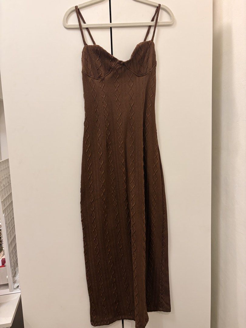 Brown Cable Knit Maxi Dress with Spaghetti Straps (Category: Dresses) located in Navotas City. Submitted by kfoundthis (Listing ID 1455647469, Image 1). Description: • Size: Freesize • Preloved • RFS: Decluttering 📸 Actual photos posted..