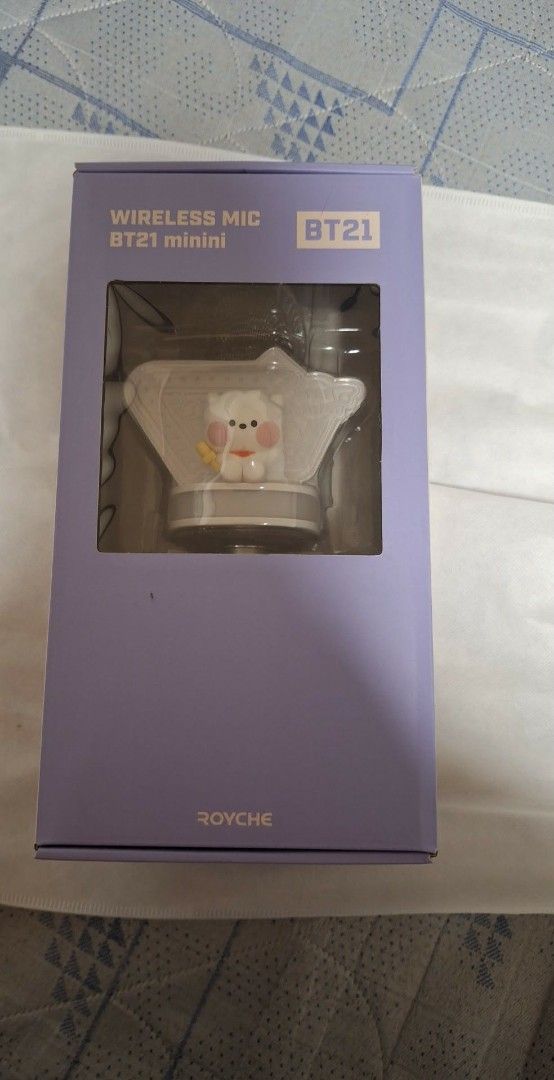 BT21 minini Wireless Mic by ROYCHE (Category: Microphones) located in Angono. Submitted by enzmhyjm3 (Listing ID 1455625602, Image 2). Description: - BT21 minini wireless microphone - Features the adorable RJ character - Comes in original packaging with user manual included - Perfect for BT21 fans - Easy wireless connectivity.