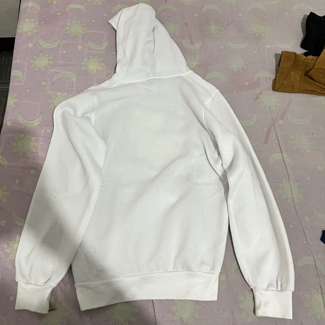 BTS JIN White Graphic Hoodie (Category: Coats, Jackets and Outerwear) located in Malabon City. Submitted by mykakelly (Listing ID 1455618609, Image 2). Description: - White hoodie with a cool anime character graphic on the front. - Features long sleeves and a convenient front pocket. - Plain white back for a clean look. - Perfect for casual everyday wear. - Made from soft material for a comfortable fit..