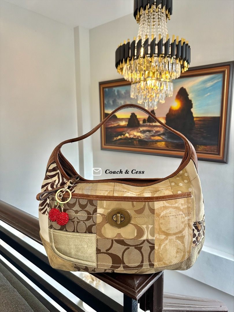 Coach Ergo Patchwork (Category: Shoulder Bags) located in Dagupan City. Submitted by emmanreyes (Listing ID 1455532126, Image 1). Description: - Brand: Coach - Model: Ergo Patchwork Hobo Bag - Design: Unique patchwork featuring Coach monogram, zebra print, and neutral tones - Material: Canvas with leather trim and strap - Features: Spacious main compartment, interior pockets, turn-lock closure, decorative charm - Style: Versatile, statement piece