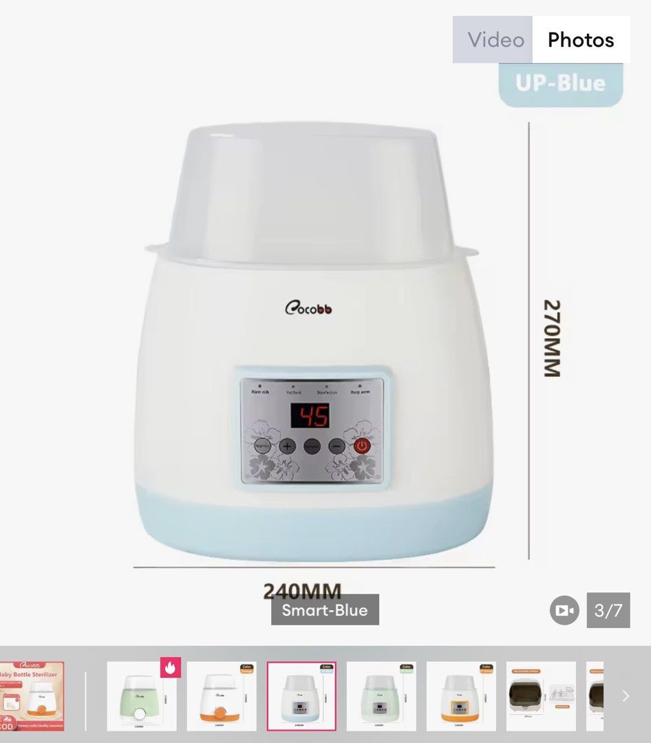 Cocobb Smart-Blue Baby Bottle Sterilizer (Category: Breastfeeding & Bottle Feeding) located in Tanauan. Submitted by maliksimarielle (Listing ID 1455536083, Image 1). Description: No box Used only a few times Like-New.