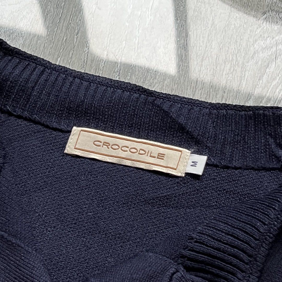 Crocodile - Navy Blue Cardigan type Jacket (Category: Luxury Apparel) located in Angeles City. Submitted by sselects_ (Listing ID 1455524547, Image 3). Description: Details of the item: *Color may vary due to lighting Size: M on tag Width: 20” Length: 23” Sleeves: 22” Issue: NONE Condition: EXCELLENT ALL ITEMS ARE NEGOTIABLE .
