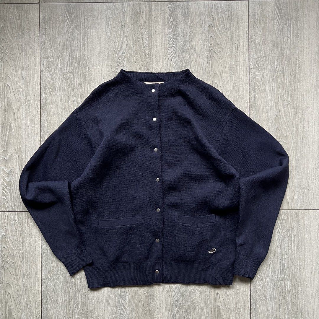 Crocodile - Navy Blue Cardigan type Jacket (Category: Luxury Apparel) located in Angeles City. Submitted by sselects_ (Listing ID 1455524547, Image 1). Description: Details of the item: *Color may vary due to lighting Size: M on tag Width: 20” Length: 23” Sleeves: 22” Issue: NONE Condition: EXCELLENT ALL ITEMS ARE NEGOTIABLE .