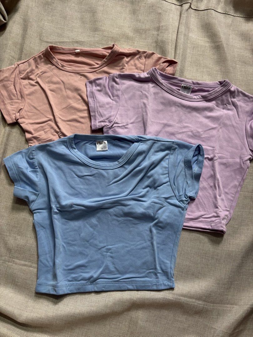 Double Lined Basic Slim-fitting Crop Tops (Category: Shirts) located in Manila. Submitted by ansgav (Listing ID 1455598861, Image 1). Description: Double Lined Basic Slim-fitting Crop Tops - ₱120 for all three tops - used once, good as new.