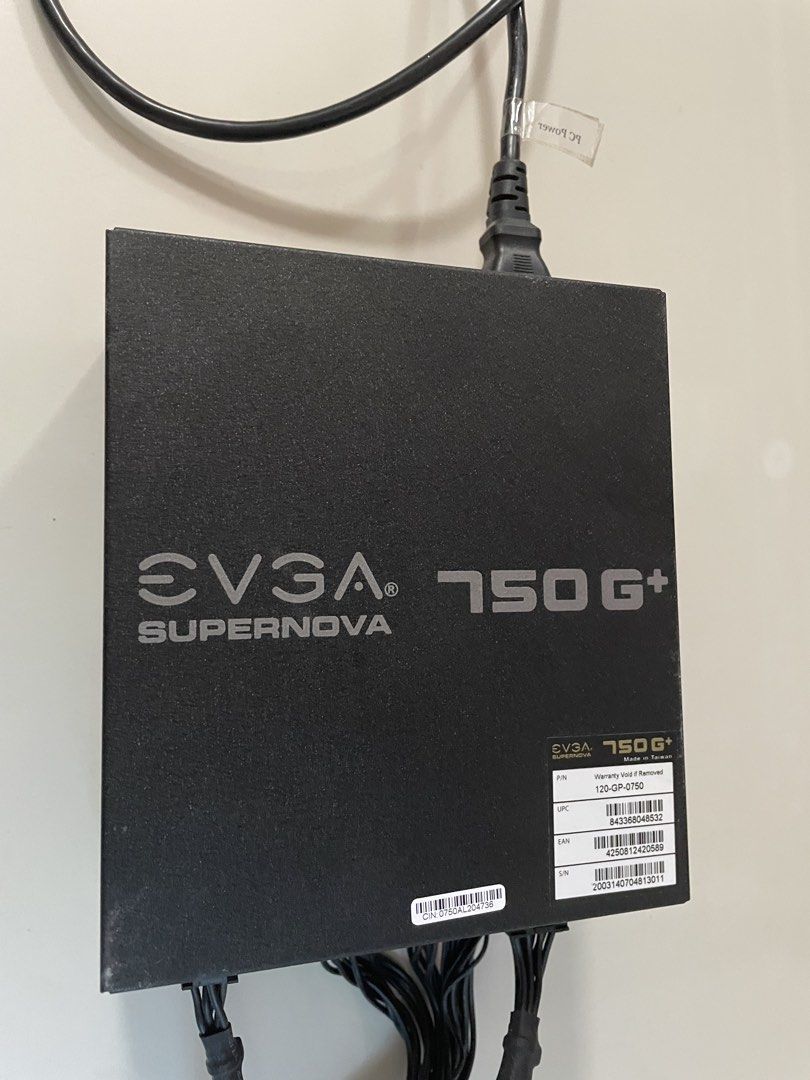 EVGA Supernova 750 G+ Power Supply (Category: Computer Parts) located in Manila. Submitted by kevinmacc (Listing ID 1455531557, Image 2). Description: Mint condition. Comes with: 1 x power cable 1 x gpu cable 1 x cpu cable 1 x sata cable Pick up or delivery.