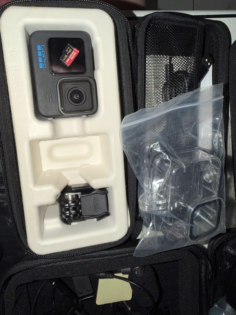 GoPro Hero 9 & 10 + Free accessories (Category: Cameras) located in Makati City. Submitted by obvi.not.c (Listing ID 1455631210, Image 3). Description: NEGOTIABLE!!! HERO9 Black 1. HERO9 Black camera 2. 1× GoPro rechargeable battery (1,720 mAh) 3. 1× USB-C charging cable 4. 1× Curved Adhesive Mount 5. 1× Mounting Buckle 6. 1× Thumb Screw 7. 1x Carrying case 8. 1x Waterproof case FREE ACCESSORIES!!! ———————————-———————————- HERO10 Black 1. HERO10 