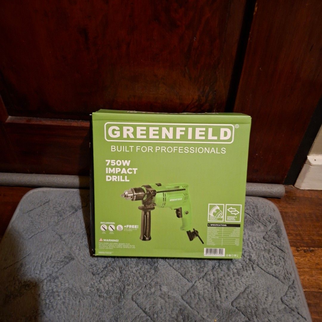 Greenfield 750W Impact Drill Built For Professionals (Category: Construction Tools & Equipment) located in Pasig City. Submitted by mr.bargaindeal (Listing ID 1455612196, Image 1). Description: - Greenfield 750W Impact Drill - Built for professionals - Ready for any job - Get yours today.