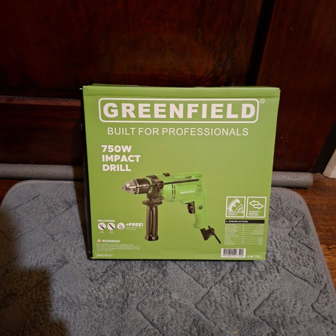 Greenfield 750W Impact Drill Built For Professionals (Category: Construction Tools & Equipment) located in Pasig City. Submitted by mr.bargaindeal (Listing ID 1455612196, Image 2). Description: - Greenfield 750W Impact Drill - Built for professionals - Ready for any job - Get yours today.