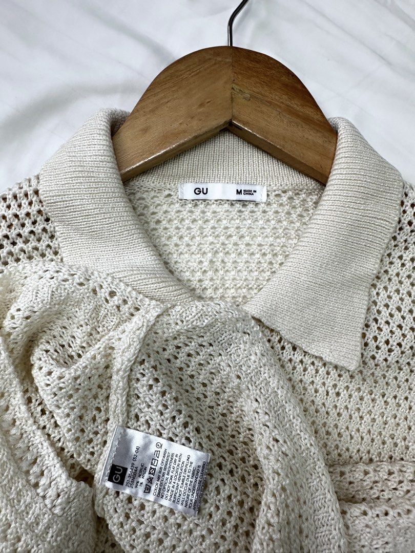 GU - Crochet Knit Polo (Category: Shirts) located in Cavite. Submitted by hand.picked (Listing ID 1455620307, Image 3). Description: GU - Crochet Knit Polo Size: Medium Measurement: 17” Width / 20” Length Condition: Like New.