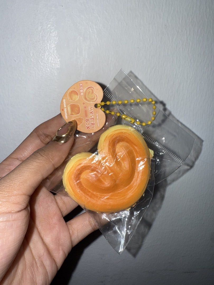 Heart Bread Squishy Toy (Category: Designer & Blind Box Toys) located in Calamba. Submitted by jung_05 (Listing ID 1455613740, Image 1). Description: Super soft Heart bread squishy from Blind box • Please see photo for manufacturing paint imperfection at the back •Actual photos posted • Will include blind box packaging if asked • scented like sweet bread .