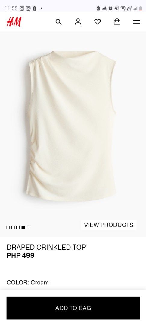 H&M Cream Draped Crinkled Sleeveless Top (Category: Sleeveless) located in Meycauayan. Submitted by bellamaranoc (Listing ID 1455647206, Image 1). Description: - Cream sleeveless top from H&M - Features a chic, modern draped and crinkled texture - Versatile for various occasions - Ideal addition to a minimalist wardrobe sinukat lang, rfs: hindi bagay ahahahahaha.
