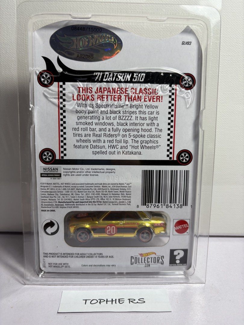 Hot Wheels RLC Datsun 510 (Category: Vehicle & Diecast Models) located in Las Pinas. Submitted by astro_20 (Listing ID 1455538717, Image 2). Description: Datsun 510 RLC New in Original Protector Actual Photos Posted Sorry No Trades and No Last Price Inquiries Php4,500 fixed 📍 Las Pinas (Pick-Up Only) Meet-Up: Glorietta Makati (Sunday) no other meet up areas LBC for Provincial +230 pesos no hurried shipping ( i ship by schedule ) Thank You.
