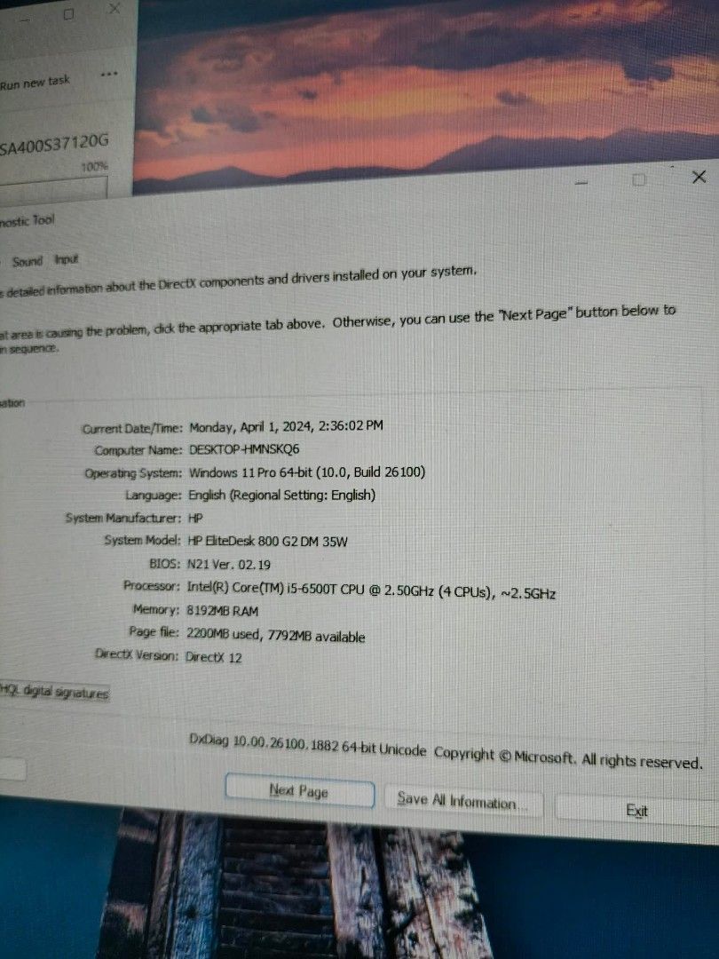 Hp Elitedesk 800 G2 Desktop mini (Category: Desktops) located in Manila. Submitted by happyearth.953a15 (Listing ID 1455501079, Image 3). Description: Hp Elitedesk 800 G2 Desktop mini I5 6th gen Intel UHD Graphics 530 8gb ram 120gb ssd Windows 11 pro OS Unit with power adapter 💸💸 5,500 each Location: San Andres bukid manila Pick up or deliver.