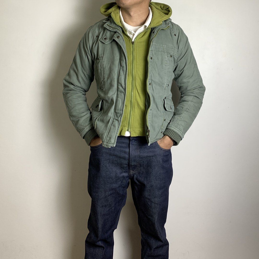 Index Folk military type Jacket w/ hood (Category: Coats, Jackets and Outerwear) located in Baguio. Submitted by been.aged_ph (Listing ID 1455674940, Image 2). Description: 𝚂𝚒𝚣𝚎: fits up to M 𝙳𝚒𝚖𝚎𝚗𝚜𝚒𝚘𝚗𝚜: 19.5 x 24 𝙲𝚘𝚗𝚍𝚒𝚝𝚒𝚘𝚗: Very Good 𝙸𝚜𝚜𝚞𝚎: none Model Height: 5' 7" .