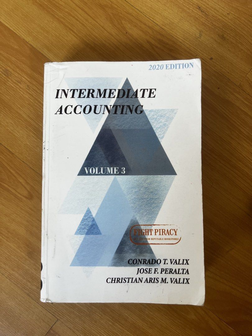 Intermediate Accounting Volume 3 2020 Edition Textbook (Category: Textbooks) located in Tarlac. Submitted by chantille_ (Listing ID 1455570364, Image 1). Description: - Intermediate Accounting Volume 3 - 2020 Edition - Authors: Conrado T. Valix, Jose F. Peralta, Christian Aris M. Valix - Ideal textbook for accounting students - Please check photos for the book's condition.