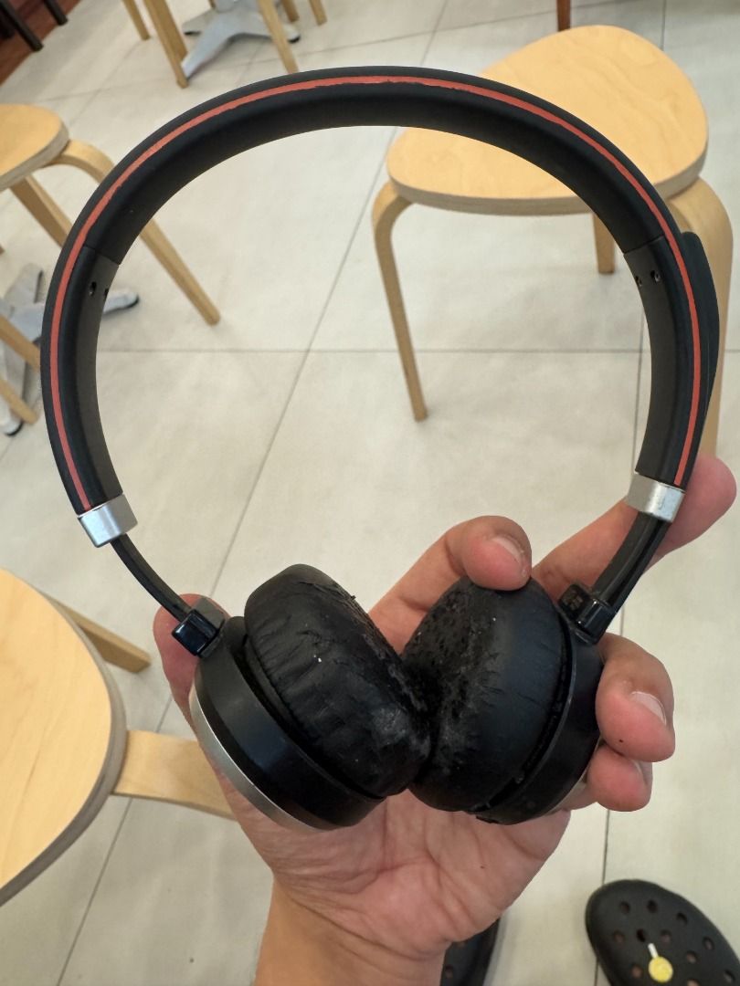 Jabra Evolve 65 (Category: Headphones & Headsets) located in Manila. Submitted by rash_mendoza (Listing ID 1455516700, Image 2). Description: - Jabra on-ear headphones - Wireless Bluetooth connectivity - Color: Black with red accents on headband - Fully functional - Selling as is I got fired from my call center job so I probably wouldn't be needing this headset anymore lmao. Everything is in good working condition except the dongle which I lost. 