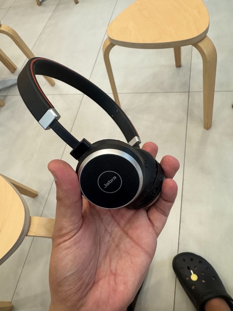 Jabra Evolve 65 (Category: Headphones & Headsets) located in Manila. Submitted by rash_mendoza (Listing ID 1455516700, Image 1). Description: - Jabra on-ear headphones - Wireless Bluetooth connectivity - Color: Black with red accents on headband - Fully functional - Selling as is I got fired from my call center job so I probably wouldn't be needing this headset anymore lmao. Everything is in good working condition except the dongle which I lost. 