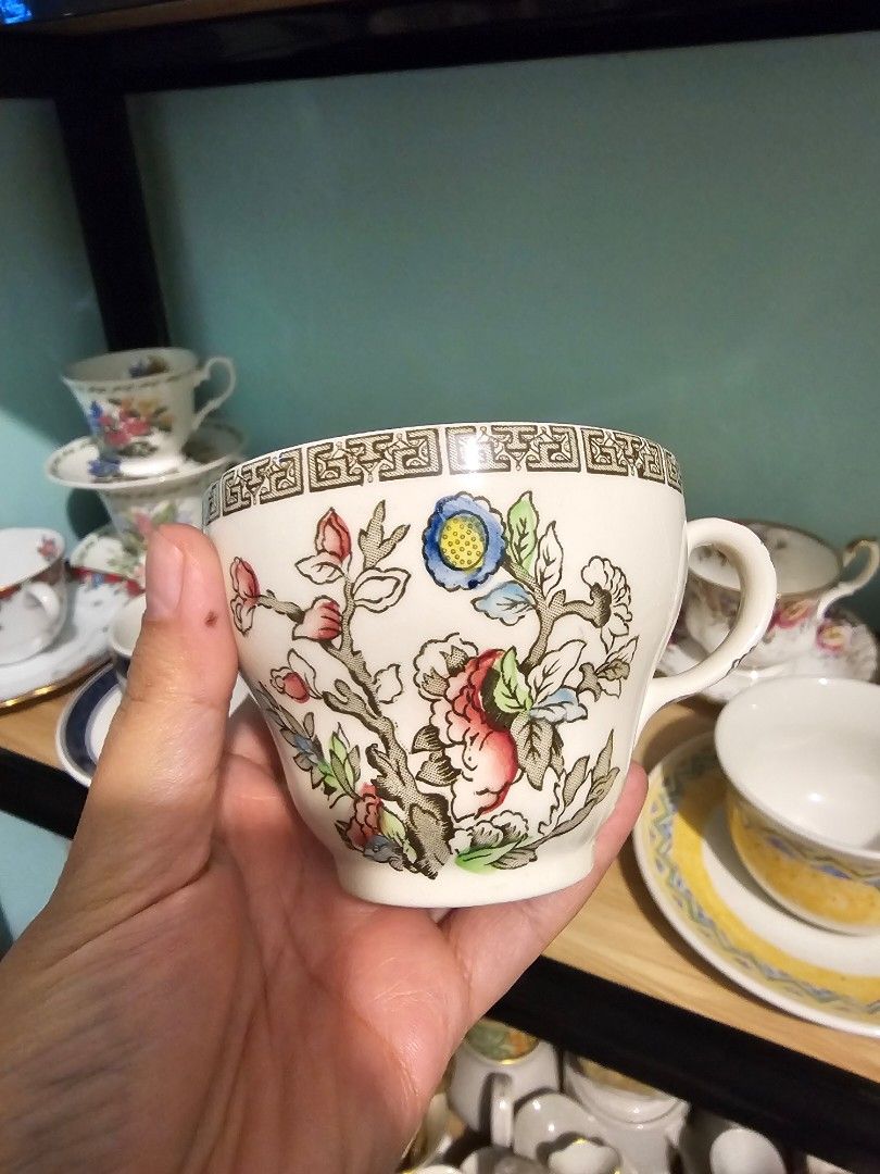 SALE❗️JOHNSON BROTHERS - Indian Tree (Category: Coffee & Tea Tableware) located in Quezon City. Submitted by senyoramaria (Listing ID 1455671758, Image 3). Description: JOHNSON BROTHERS Indian Tree Ironstone material Made in England *This is now rare and vintage pattern. 4 duos available Php750❗️ --- Ironstone in cups refers to a type of heavy, sturdy ceramic made to look like fine china but built to last. Cups made from ironstone are thick, dens