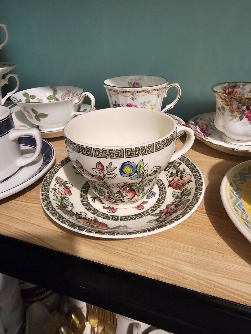 SALE❗️JOHNSON BROTHERS - Indian Tree (Category: Coffee & Tea Tableware) located in Quezon City. Submitted by senyoramaria (Listing ID 1455671758, Image 2). Description: JOHNSON BROTHERS Indian Tree Ironstone material Made in England *This is now rare and vintage pattern. 4 duos available Php750❗️ --- Ironstone in cups refers to a type of heavy, sturdy ceramic made to look like fine china but built to last. Cups made from ironstone are thick, dens