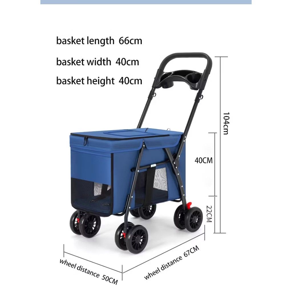 Large Space Pet Stroller with 2 Doors and Storage (Category: Strollers) located in Cebu City. Submitted by jerilmuy46712 (Listing ID 1455510064, Image 3). Description: - Spacious design for your furry friends - Two doors for easy pet access - Secure buckle for pet safety - Integrated food tray and cup holder - Front and rear storage bags for essentials - Easy one-click folding mechanism - 360-degree wheels for smooth maneuverability.
