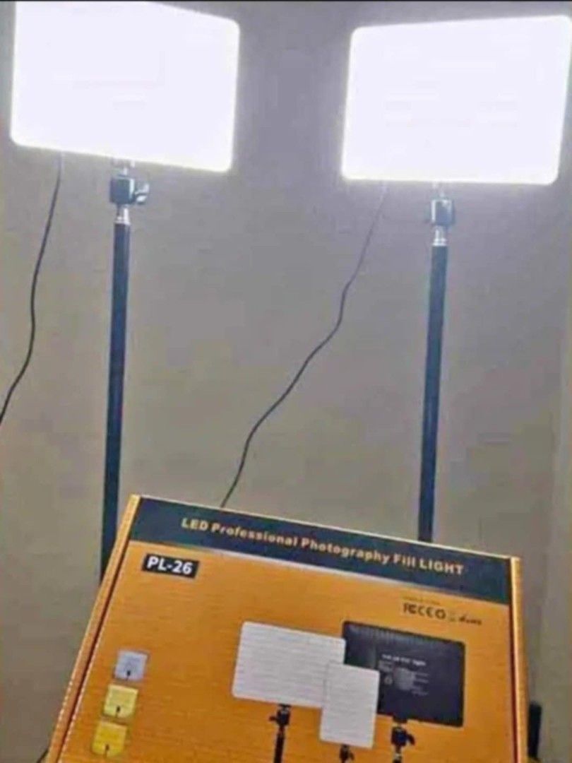 LED Professional Photography Fill Light PL-26 Set (Category: Lighting & Studio Equipment) located in Manila. Submitted by marvieobordo (Listing ID 1455633211, Image 1). Description: - Set of 2 LED Professional Photography Fill Lights (Model PL-26) - Bright, professional lighting for photoshoots - Includes stands for easy setup - Ideal for content creators and photography enthusiasts - Works perfectly.