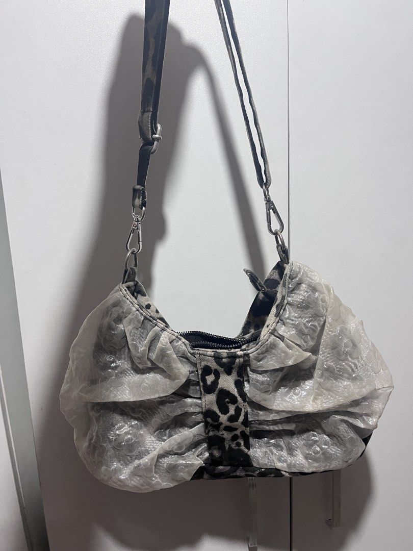 Leopard Print Shoulder Bag with Ruffle Detail (Category: Shoulder Bags) located in Manila. Submitted by ninib33 (Listing ID 1455657044, Image 1). Description: signs of usage no other issue can fit a few things payment first .