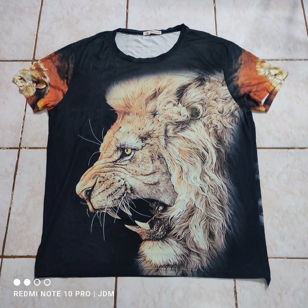 Lion 3d Print Tshirt (Category: Tshirts & Polo Shirts ) located in Antipolo. Submitted by klashnikov (Listing ID 1455589174, Image 1). Description: Size:XL Dimes:24x30.5 Condition:Very Good ColorRate:9/10 Honest issue:used/pinhole (hindi halata) Payment option:Bank transfer,gcash,cash ₱200 only Pwede videocall for legitimacy Pwede pickup sa aking munting garahe waze (JDM thrift shop) Pwedeng meetup around upper Antipolo,pag malayo ka pwede natin 