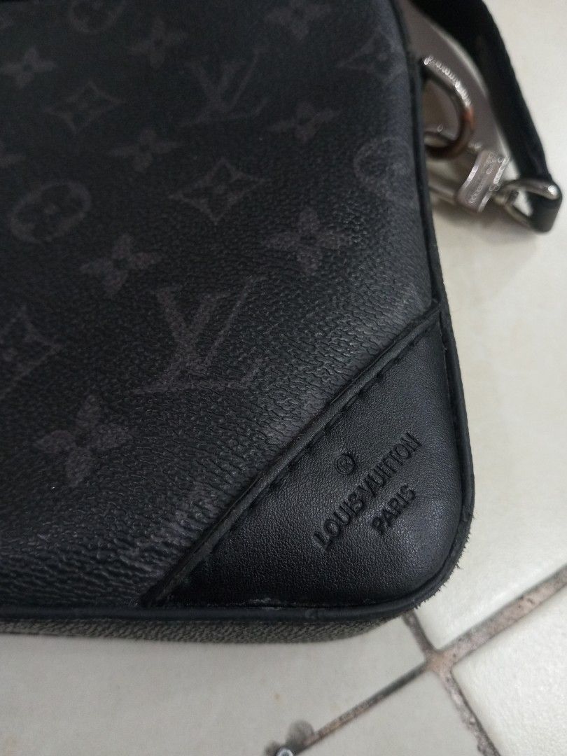 Louis Vuitton Monogram Eclipse Crossbody Bag (Category: Luxury Bags & Wallets) located in Bacolod City. Submitted by exequelgra46775 (Listing ID 1455616152, Image 2). Description: - Authentic Louis Vuitton Monogram Eclipse crossbody bag - Made in France, Spring/Summer 2017 collection (Date code: SP5001) - Stylish black and grey colorway - Features an adjustable strap for comfortable wear - Secure zipper closure - Ideal for everyday use - As New C