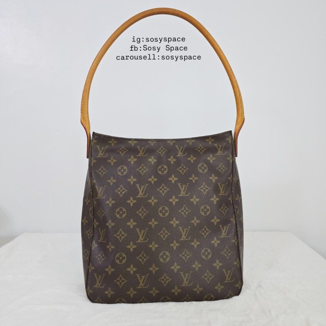Louis Vuitton Monogram Looping GM Shoulder Bag (Category: Luxury Bags & Wallets) located in Lucena. Submitted by sosyspace (Listing ID 1455580127, Image 3). Description: L. O. U. I. S. V. U. I. T. T. O. N. 08B1P173 Monogram Looping GM Bag Vachetta Leather Shoulder Strap Interior Beige Hue Alcantara Microfiber Lining With One Zippered and One Small Slip Pocket With internal D-ring for keys 28x10x31 cm bag dimensions 25cm bag handle drop Condition: