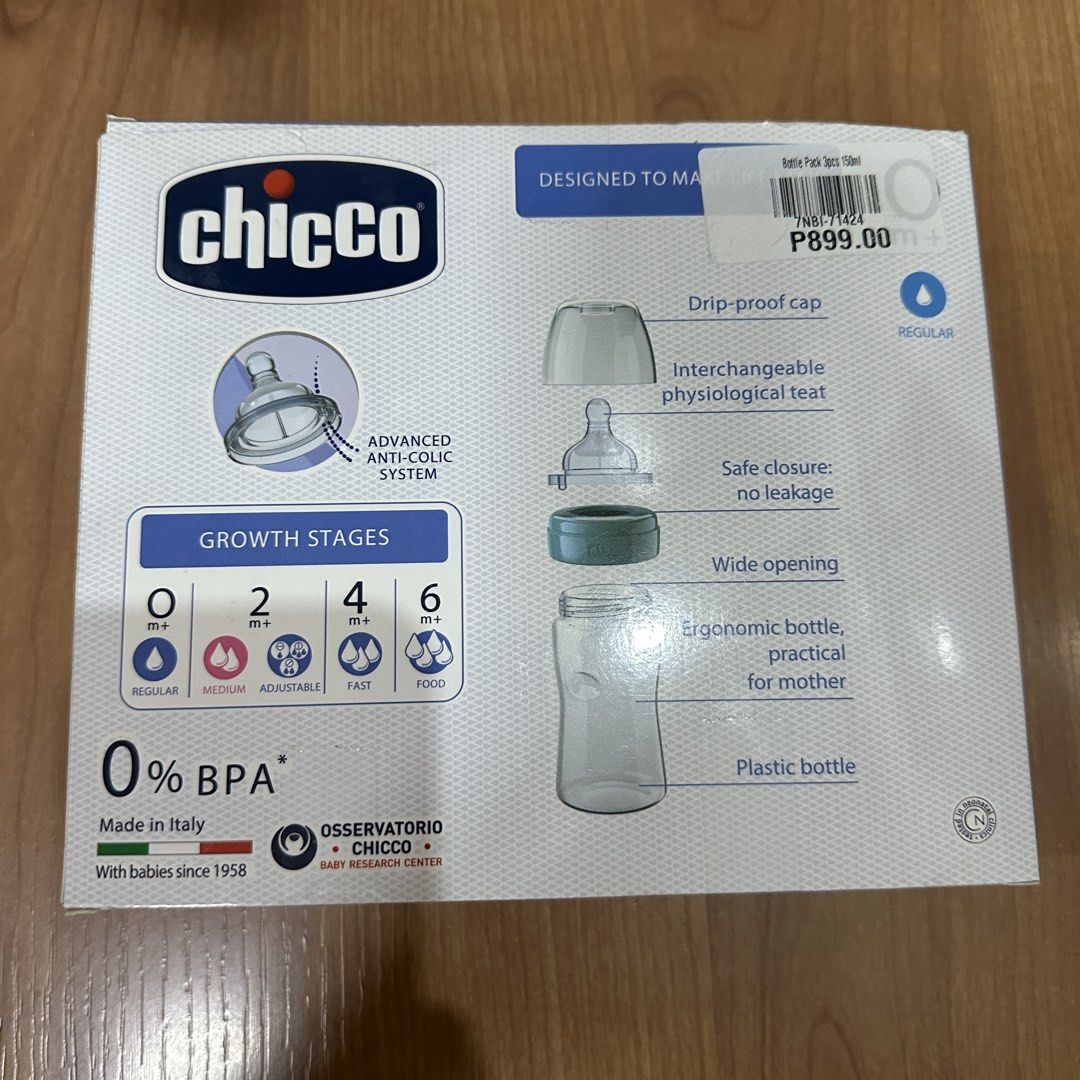 NEW Chicco bottle wide neck (Category: Breastfeeding & Bottle Feeding) located in Manila. Submitted by mayrie.co (Listing ID 1455535362, Image 2). Description: NEW CHICCO 3 pcs wide neck feeding bottle bought at 899.