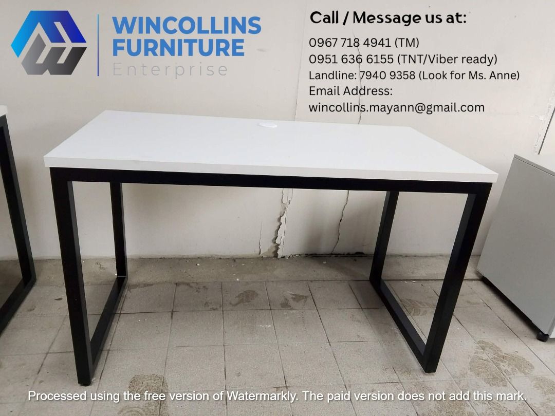 Office Table / Work Table / Computer Table (Category: Tables & Sets) located in Manila. Submitted by wincollinsmayannrc (Listing ID 1455545649, Image 2). Description: Customized office table / work table made in laminated finish powder-coated metal frame Custom size, color and layout design.