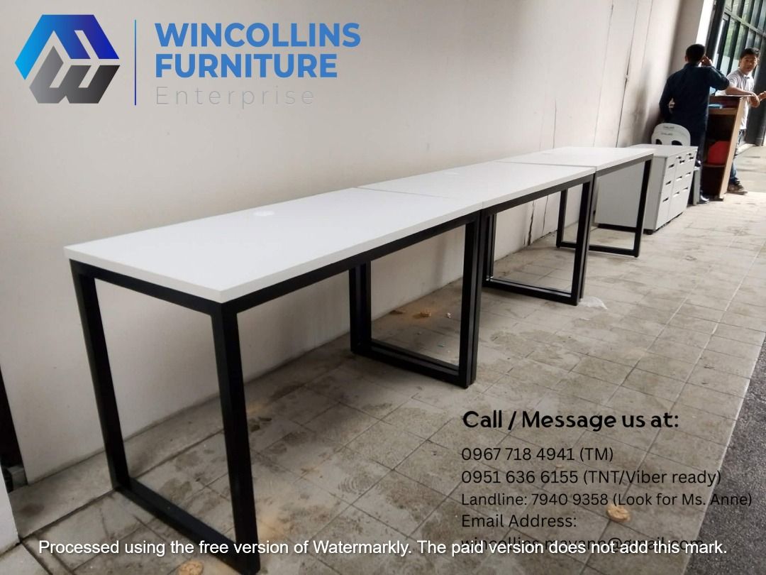 Office Table / Work Table / Computer Table (Category: Tables & Sets) located in Manila. Submitted by wincollinsmayannrc (Listing ID 1455545649, Image 1). Description: Customized office table / work table made in laminated finish powder-coated metal frame Custom size, color and layout design.