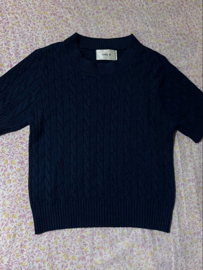 ONE+K Navy Blue Cable Knit Top (Category: Blouses) located in Caloocan City. Submitted by princessyzn (Listing ID 1455525280, Image 3). Description: .