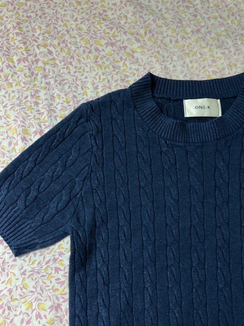ONE+K Navy Blue Cable Knit Top (Category: Blouses) located in Caloocan City. Submitted by princessyzn (Listing ID 1455525280, Image 1). Description: .